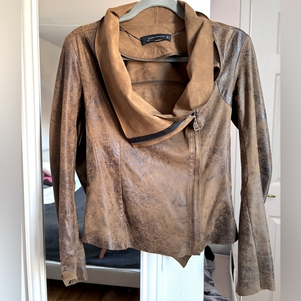 Zara Lightweight Biker Faux Leather Jacket
